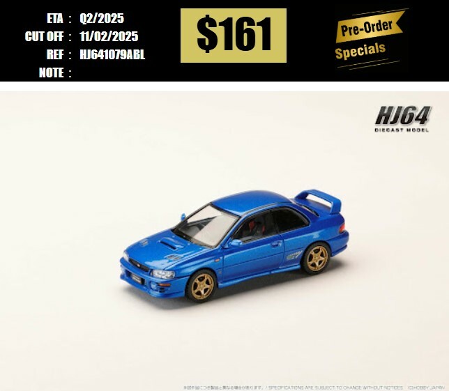 PO-$161 * HOBBY JAPAN * 1:64 SUBARU Impreza PURE SPORTS COUPE WRX type R STi Version BLUE HJ641079ABL [OD18/01]