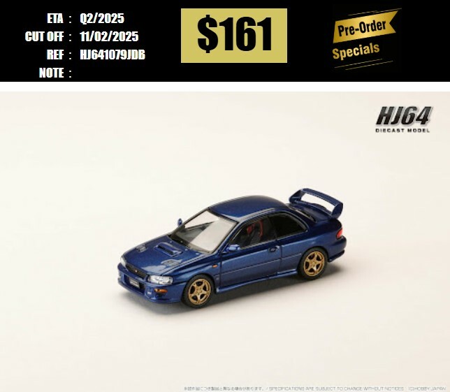 PO-$161 * HOBBY JAPAN * 1:64 SUBARU Impreza PURE SPORTS COUPE WRX type R STi Version ⅤWR Type Front Bumper BLUE HJ641079JDB [OD18/01]