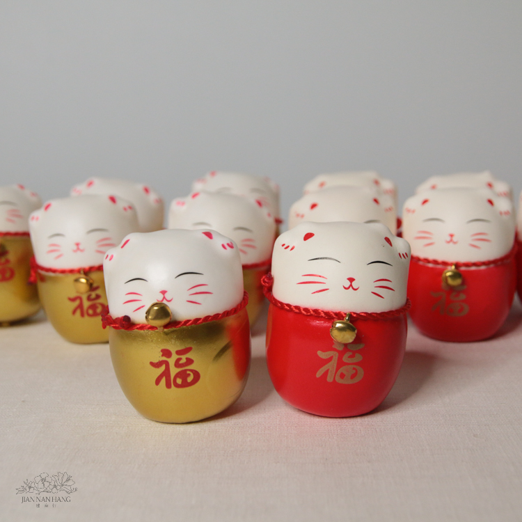 裝飾 招財貓擺飾  6入  2色