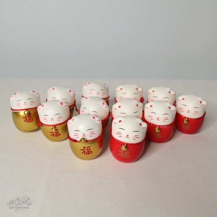 裝飾 招財貓擺飾  6入  2色