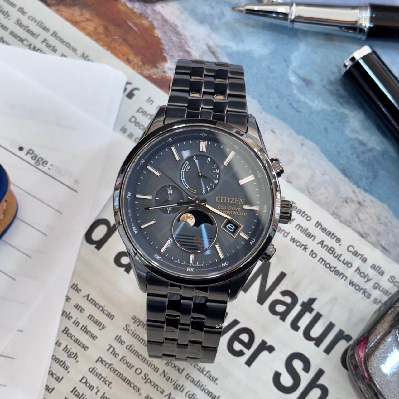 【CITIZEN 星辰】GENT'S系列 曜月計時月相電波錶男錶BY1037-51H 42mm現代鐘錶