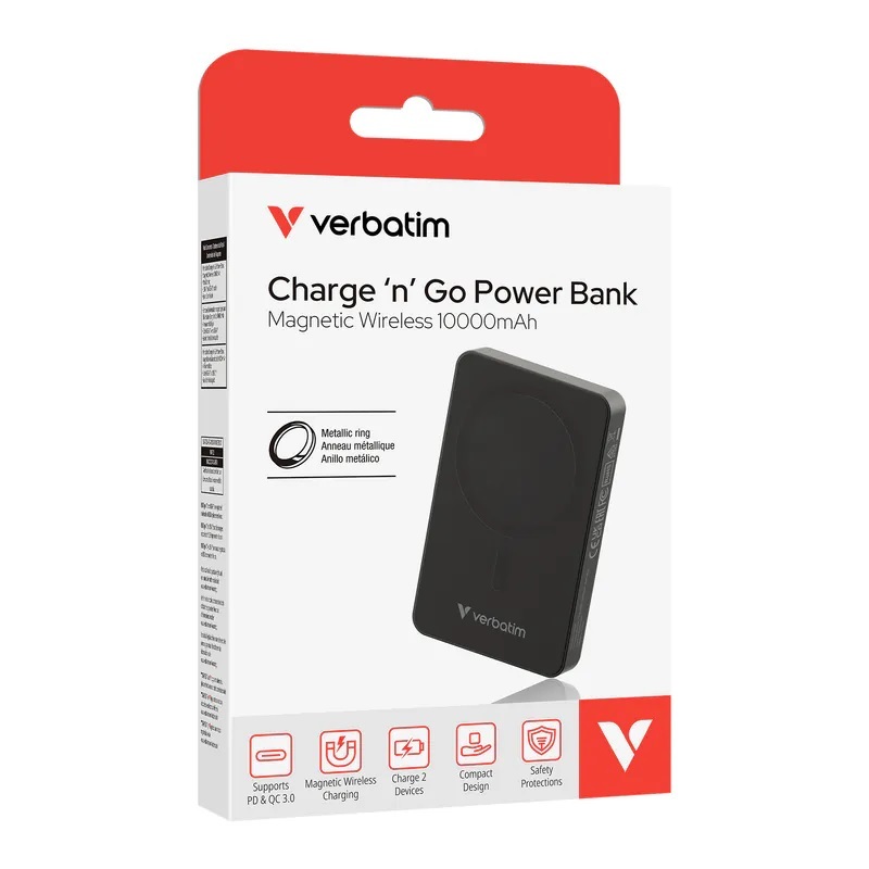 Verbatim Charge 'n' Go 10000mAh 磁吸無線移動電源 (WPB10)