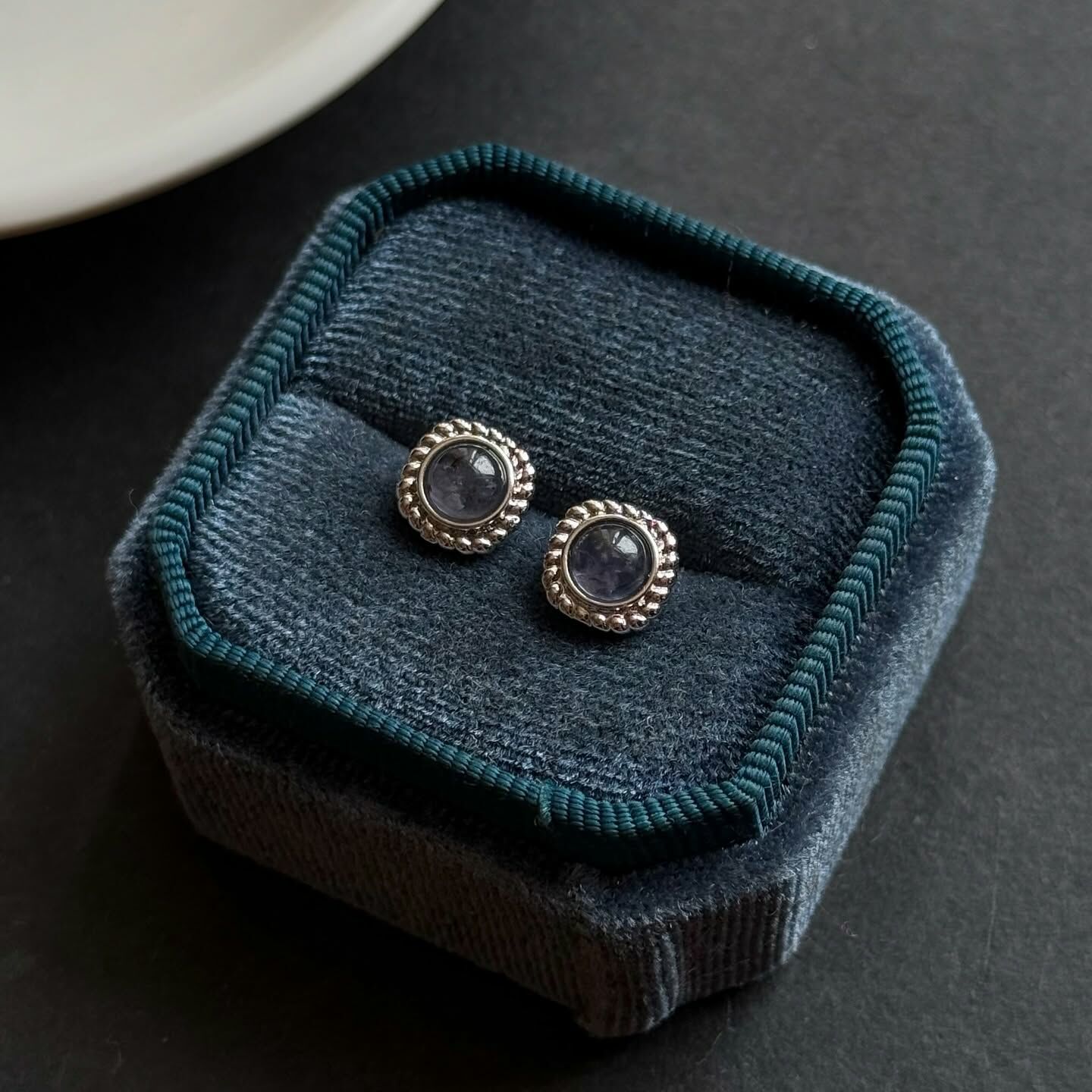 [原石] 菫青石 耳環 925銀耳環