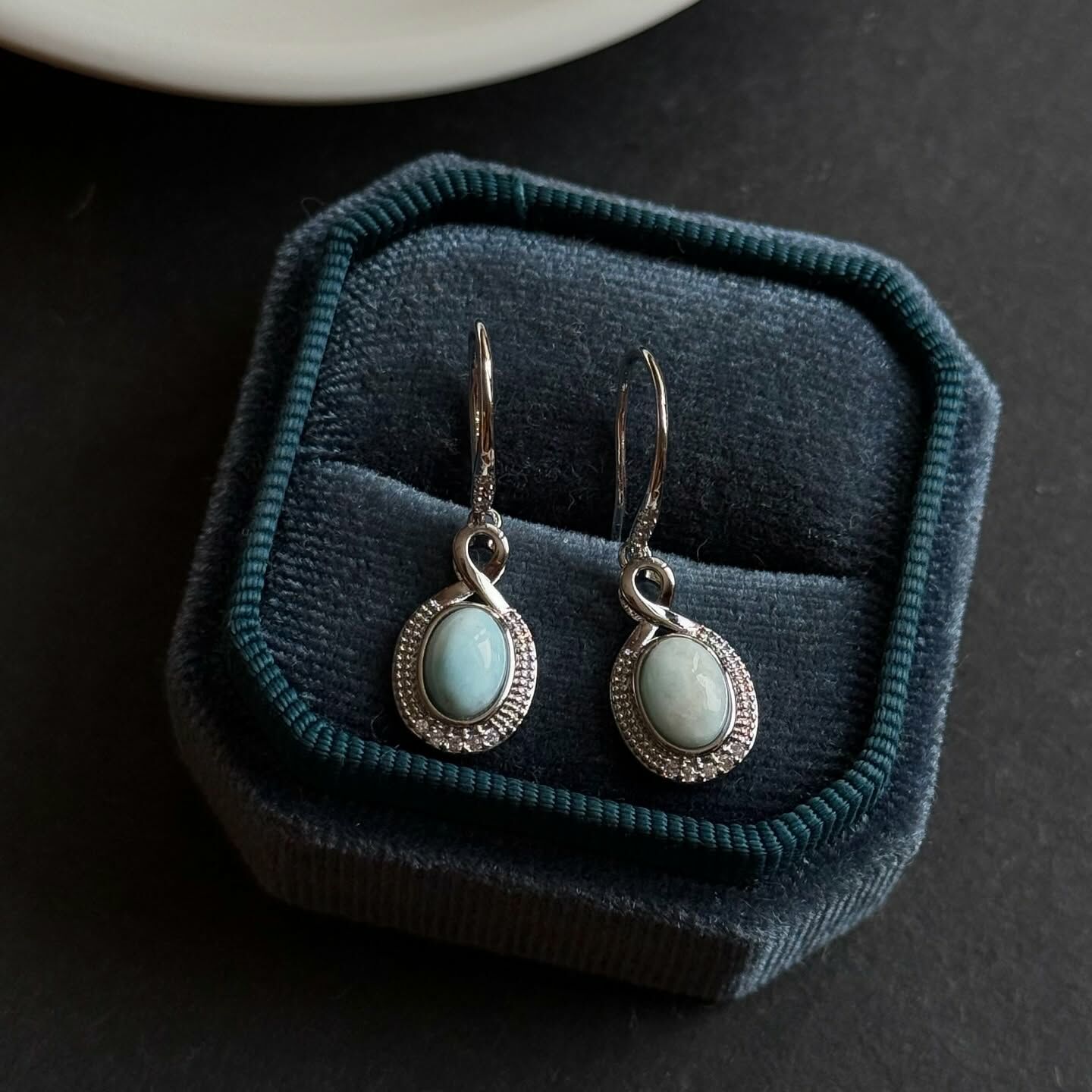 [原石] 拉利瑪海紋石 925銀耳環