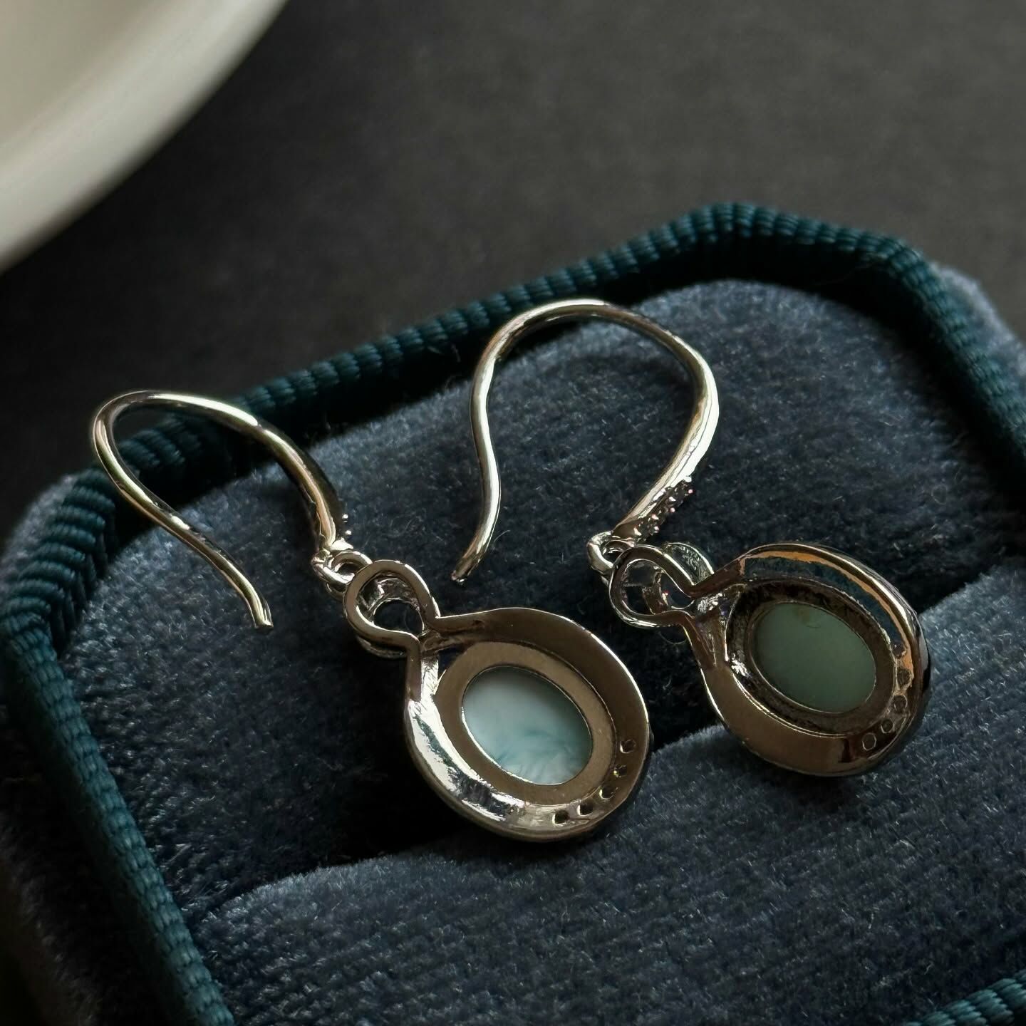 [原石] 拉利瑪海紋石 925銀耳環