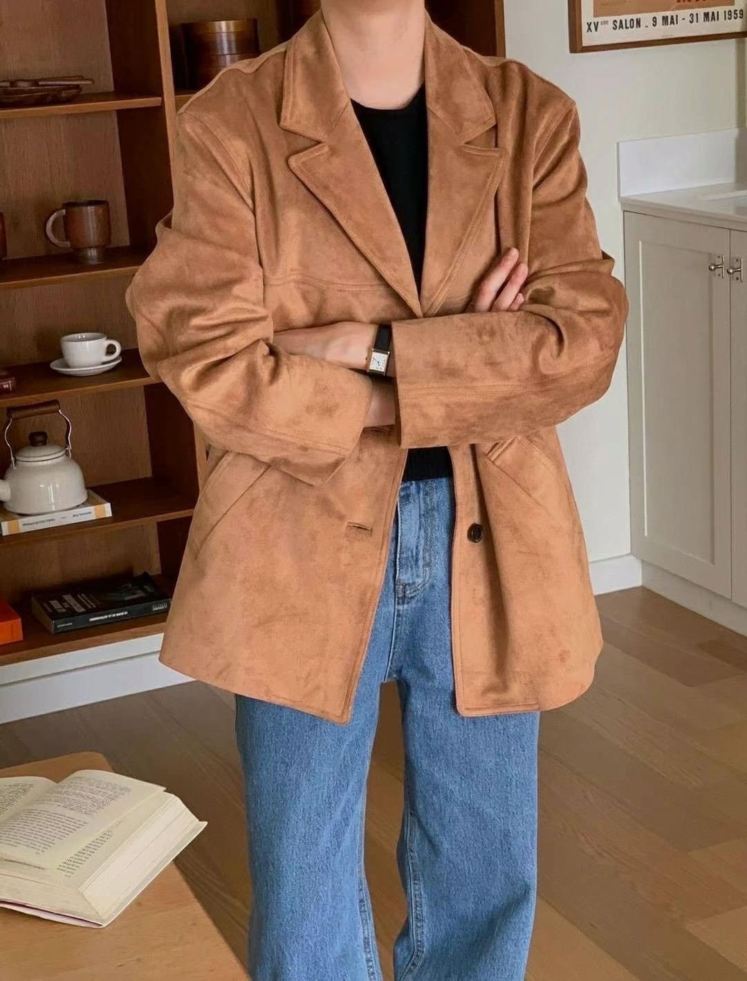 正韓立體剪裁麂皮西外