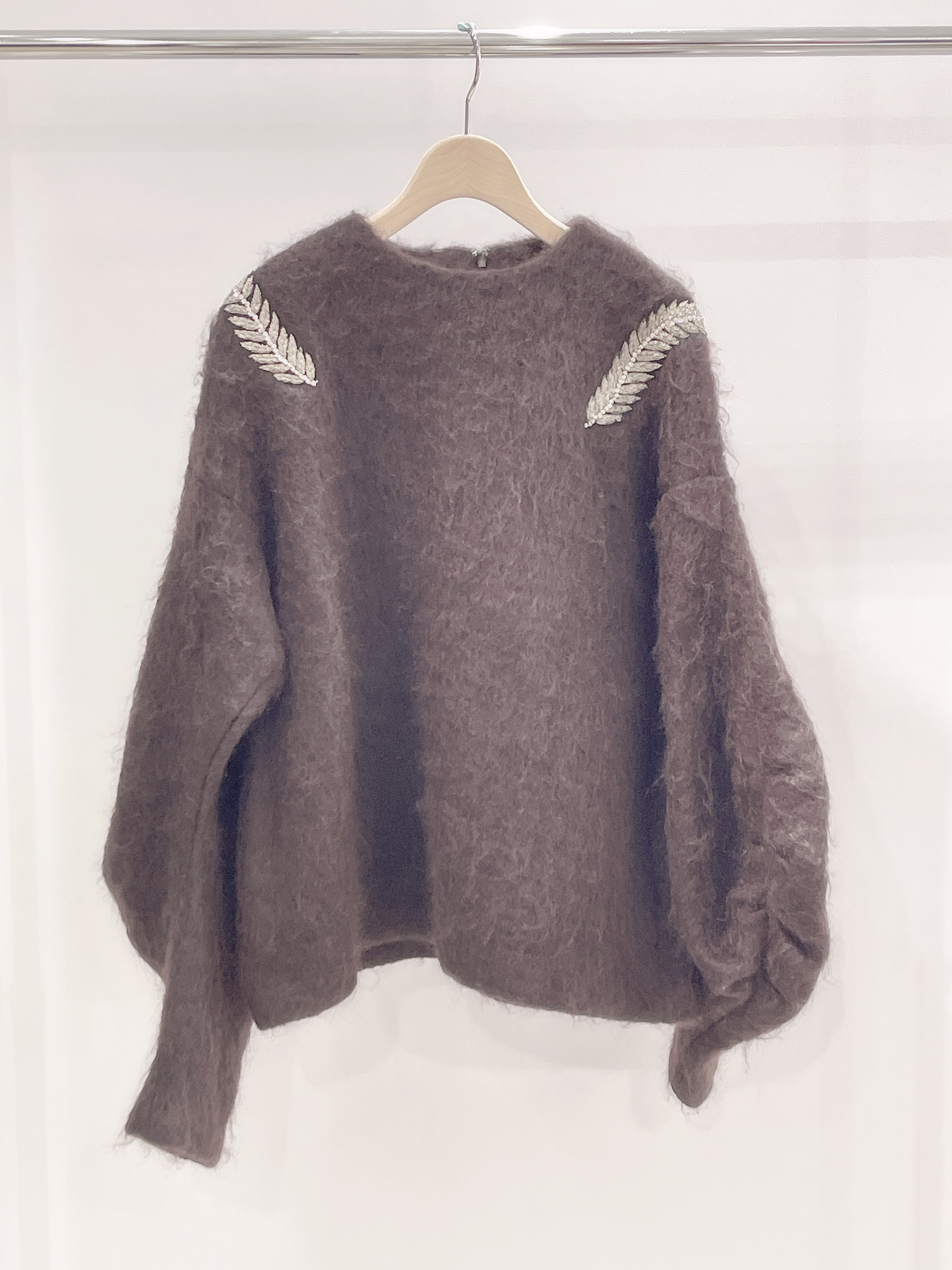 肩羽毛毛料上衣