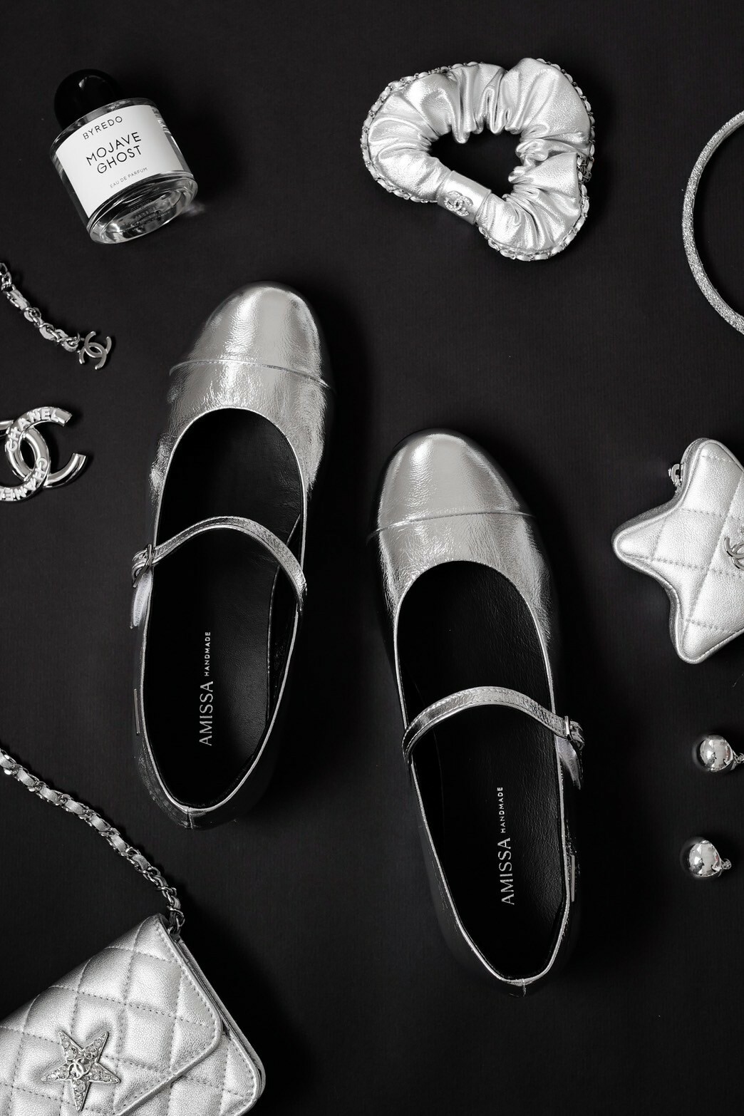 真皮手工瑪莉珍（亮銀）