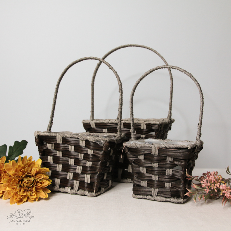 籐籃 韓版十字紋雙色花籃 3尺寸