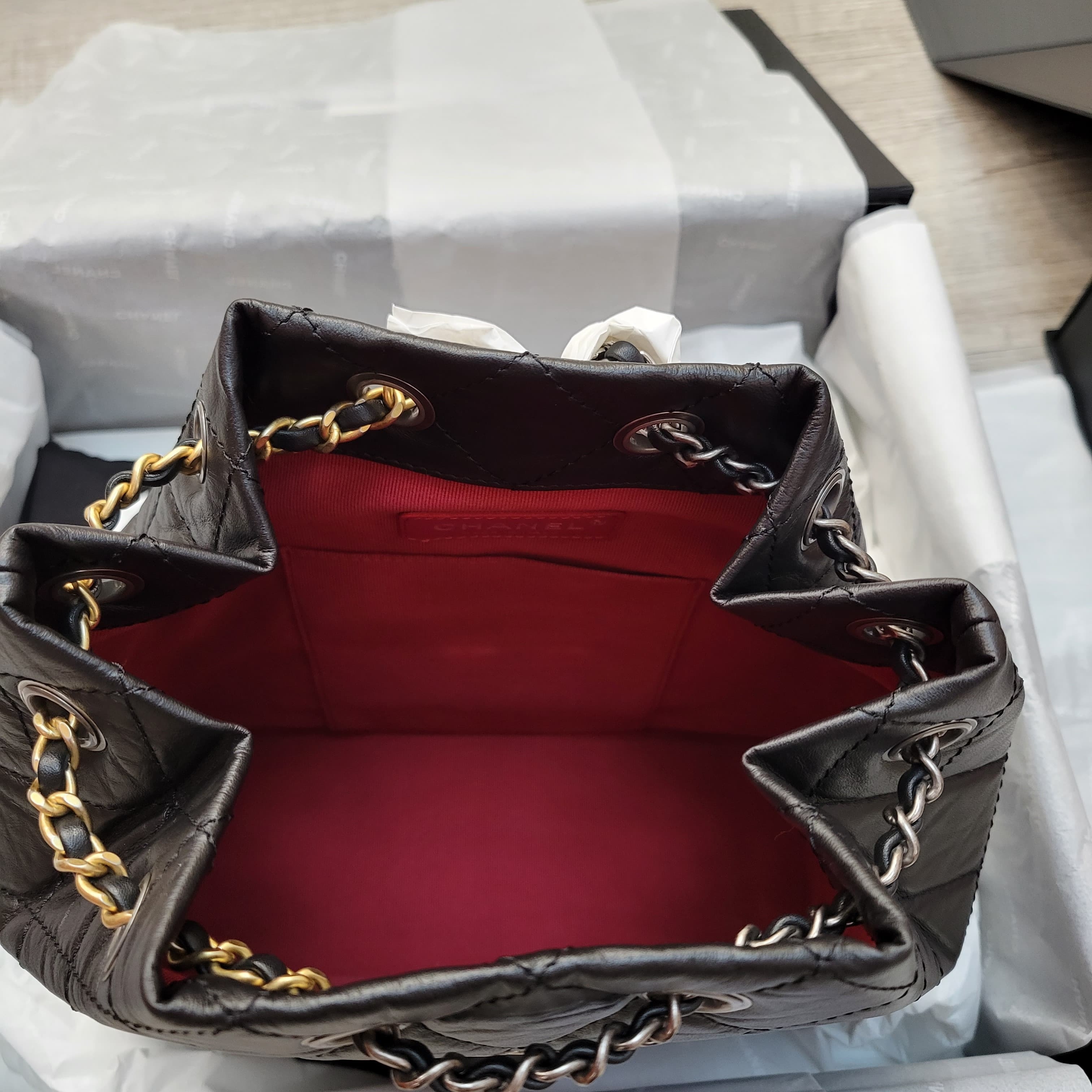 Chanel A94485 Gabrielle Backpack black 菱格牛皮流浪背後包