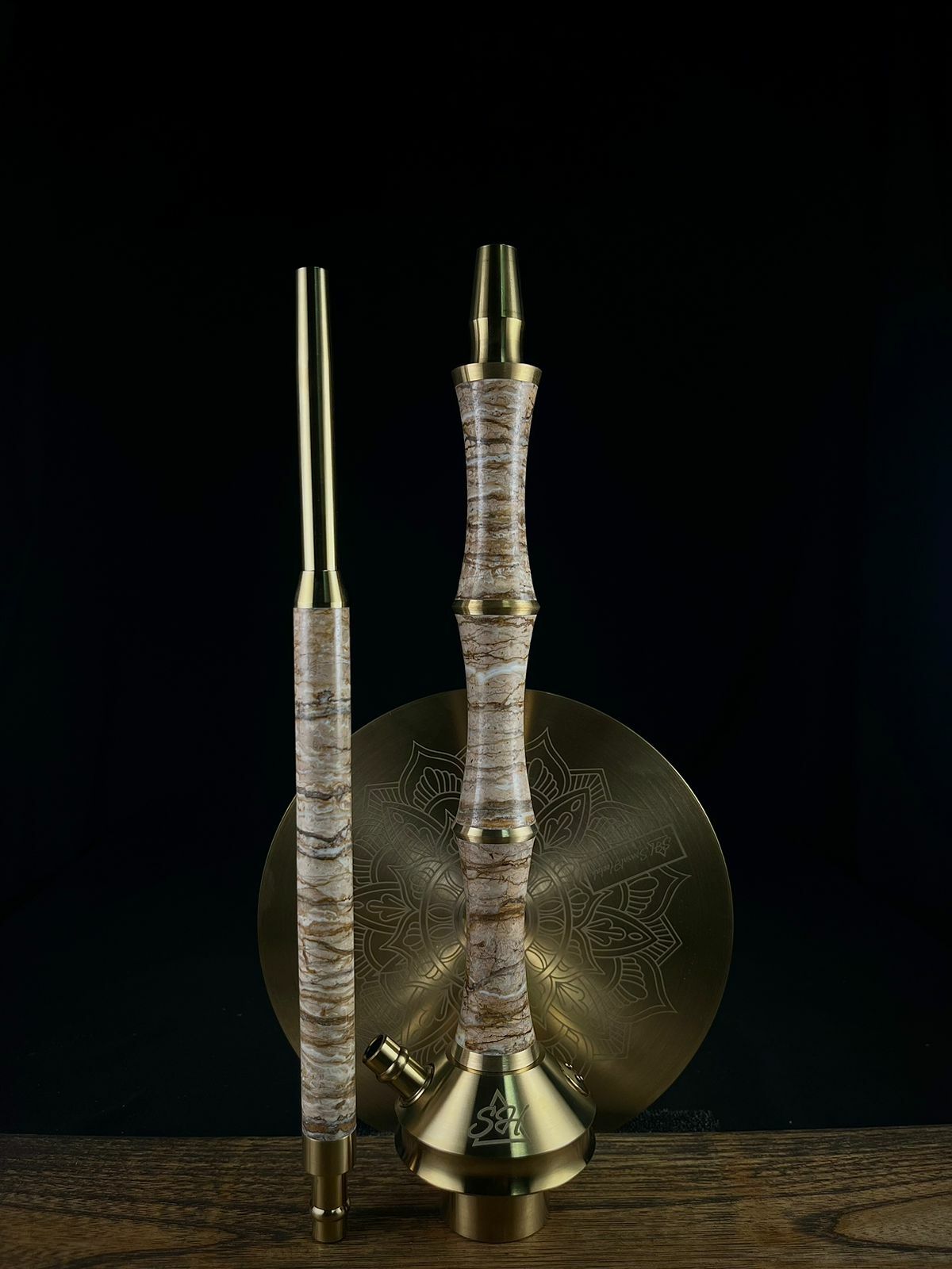 Special Hookah Triple - Travertine nute - Gold