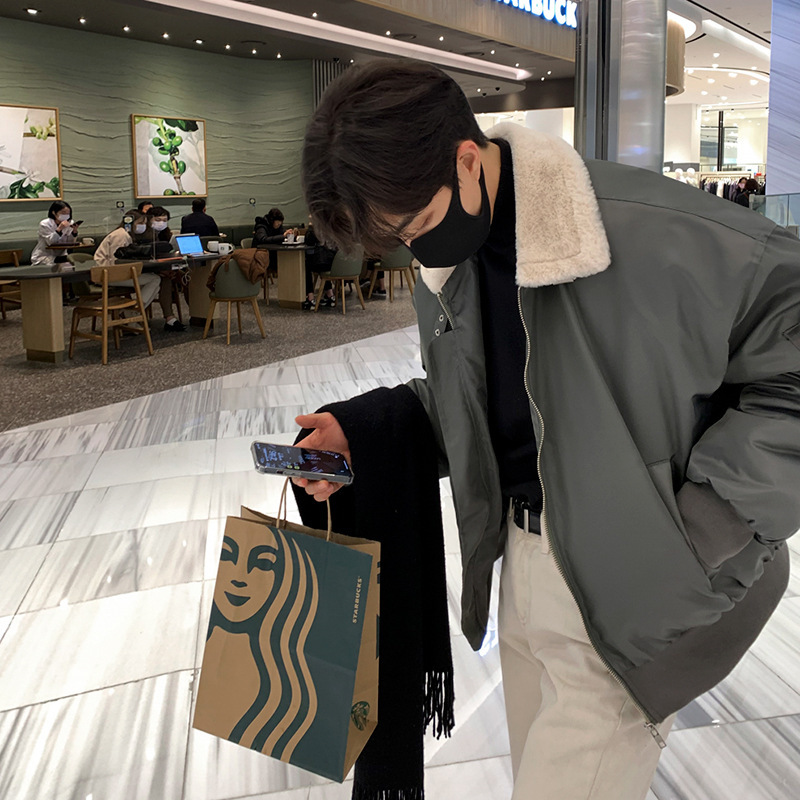 韓版小羊絨外套冬季羽絨毛毛領外套