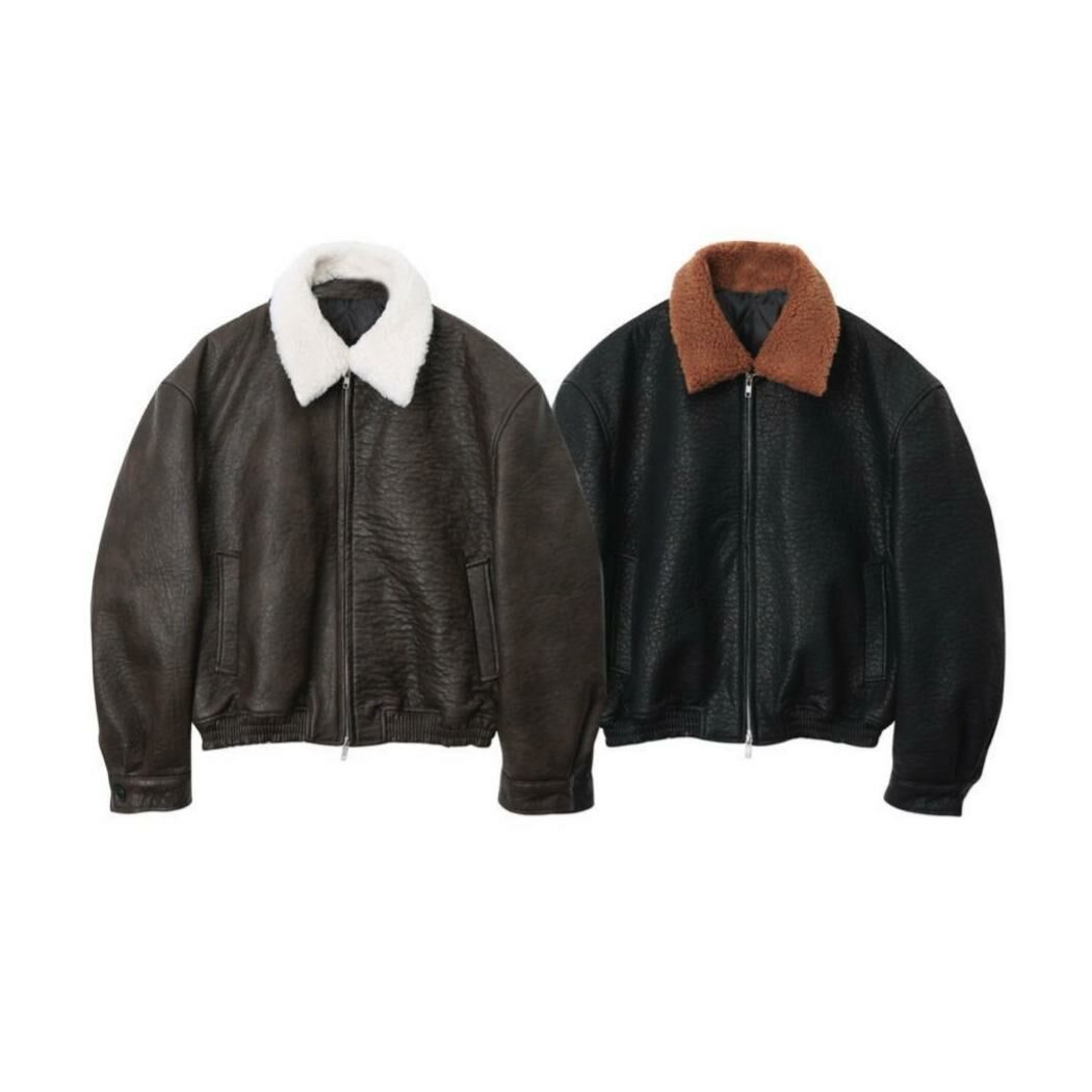 毛毛領拉鍊合成皮褸 Veil-004JK