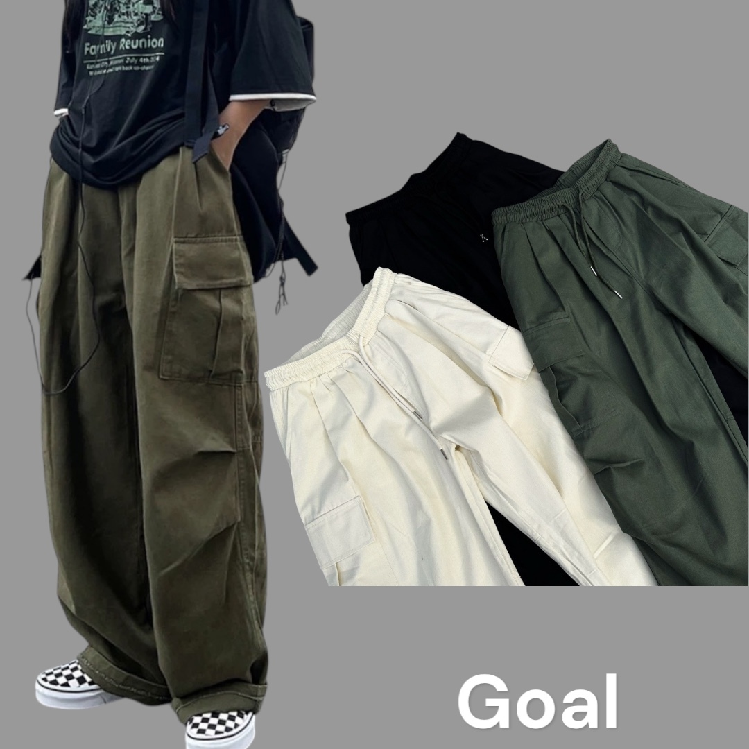 (GOAL) KT-KC22 工裝口袋長褲 繭型工裝褲 闊腿褲 3D斜紋