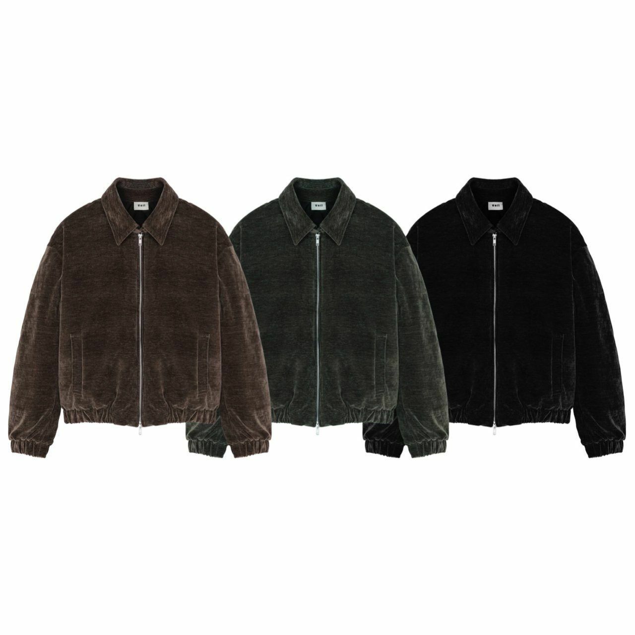 淨色反領拉鍊外套(夾棉) Veil-006JK