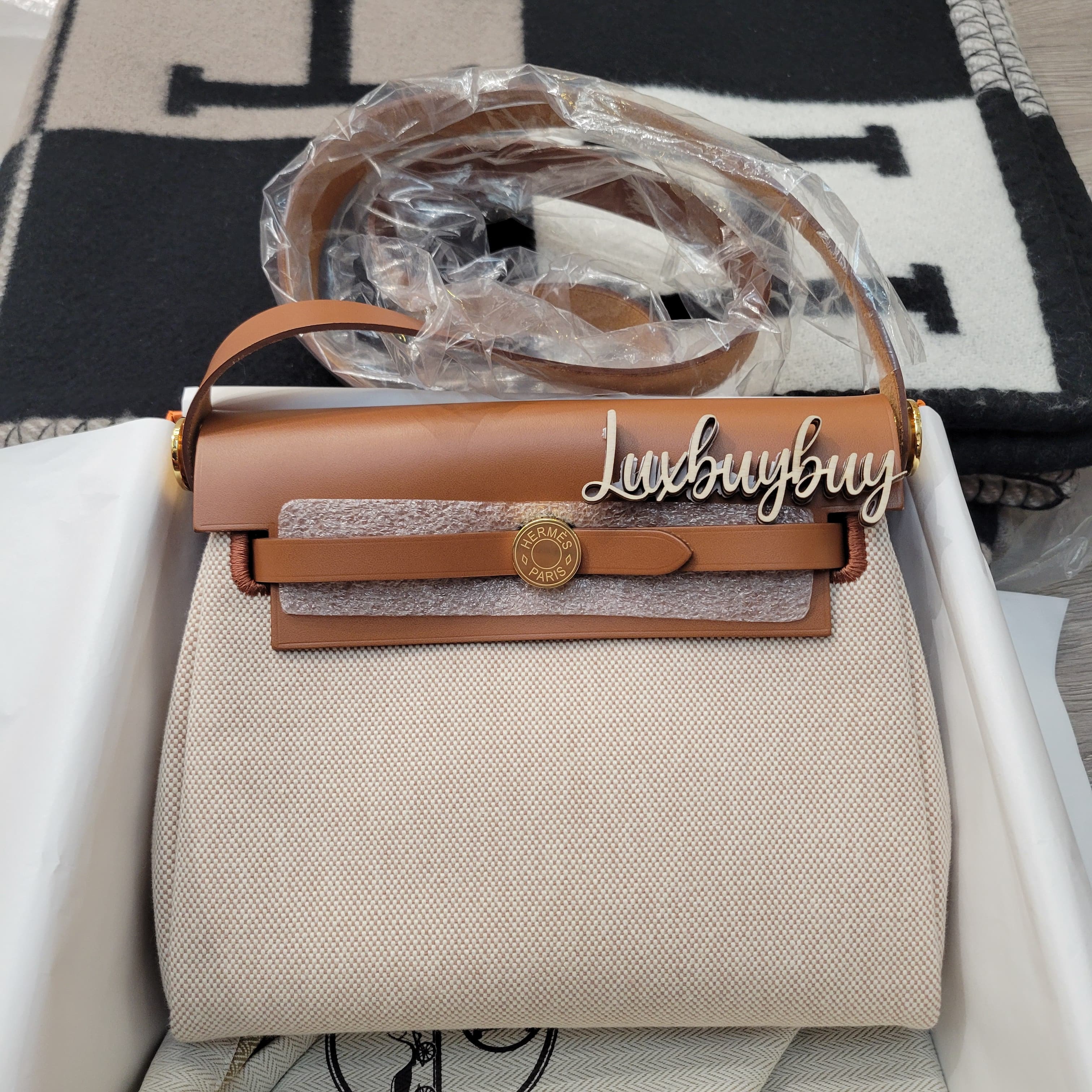 HERMES HERBAG ZIP 20 écru / beige / fauve CC MINI 金金