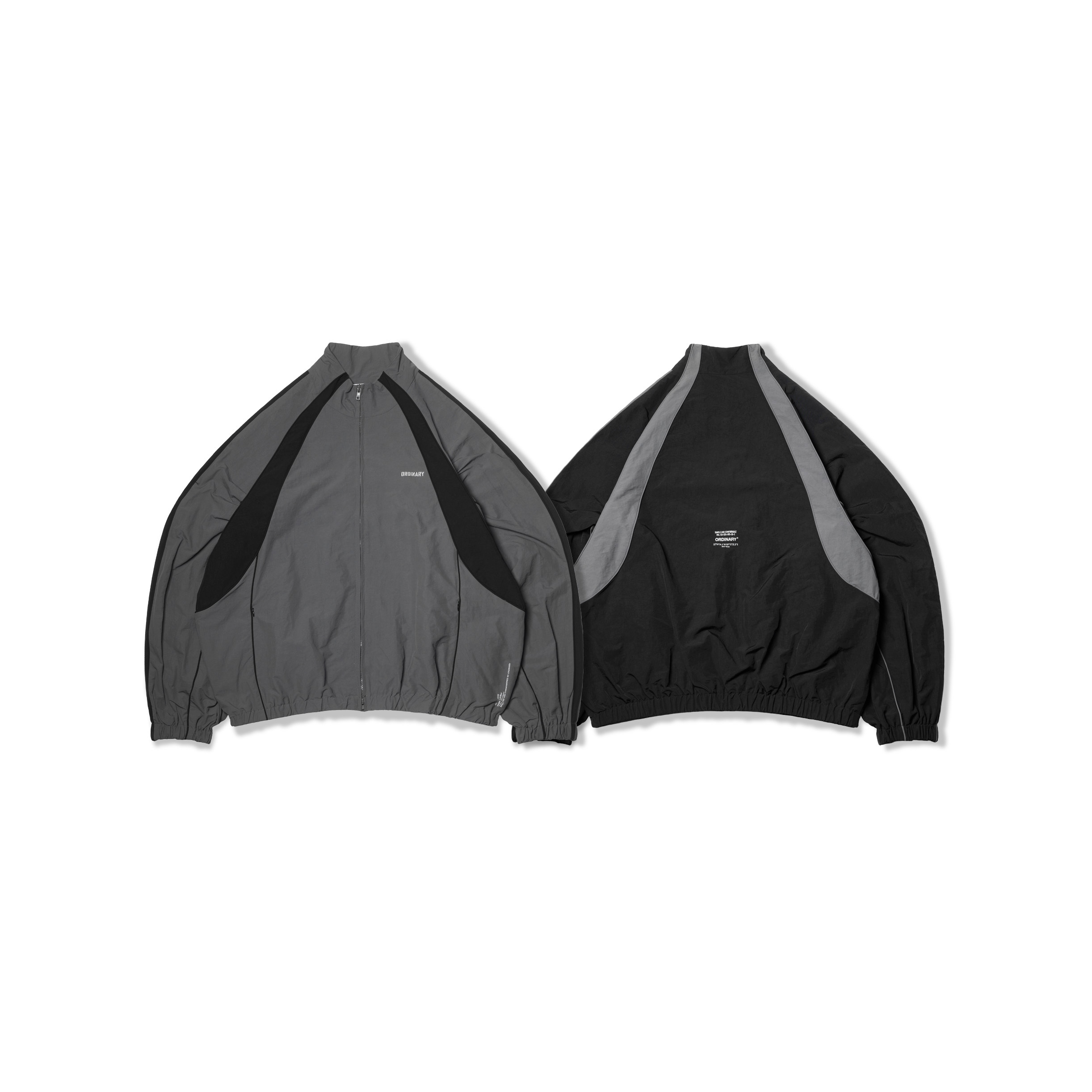 ORDINARY / 滾邊軍事訓練夾克 - 黑灰,灰黑