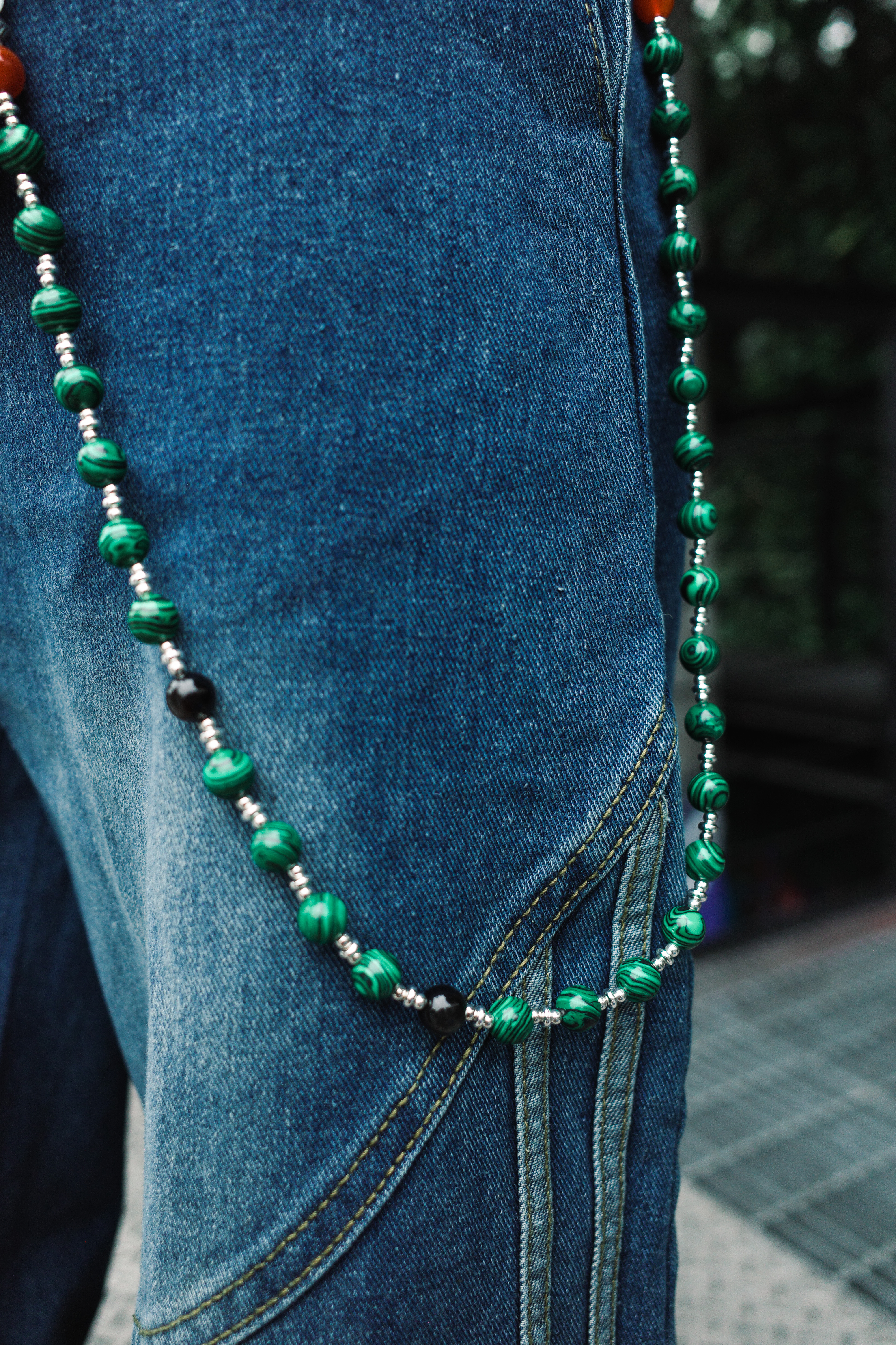 『Always_Good』孔雀 綠松石 十字架  褲鏈
