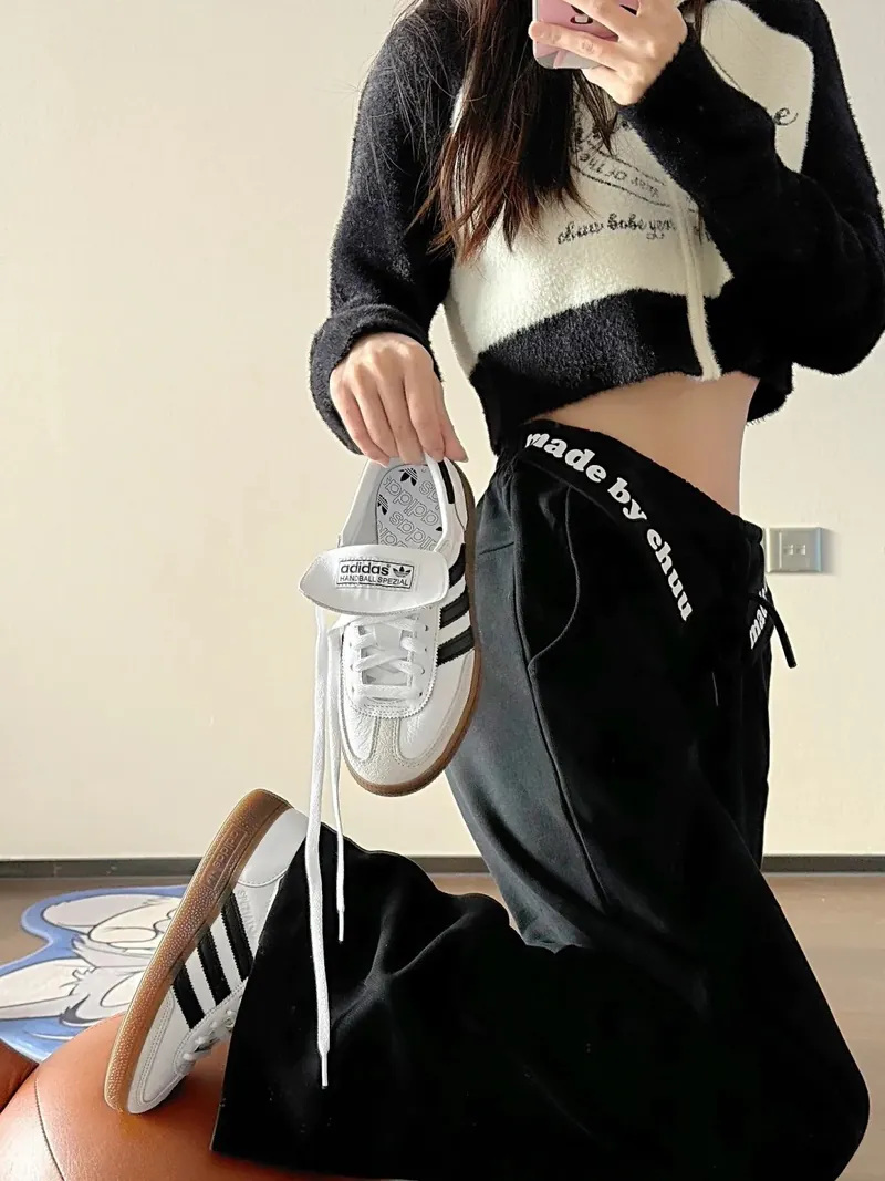 ADIDAS HANDBALL SPEZIAL 大鞋舌 麂皮 黑白 皮革