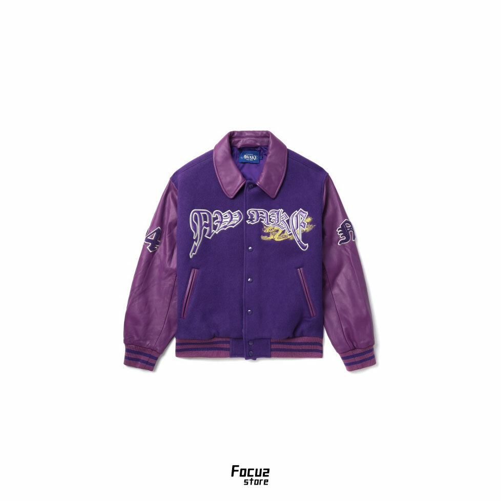 【Focus Store】預購 AWAKE NY Embroidered varsity jacket "Royal Purple" 紫色 棒球外套