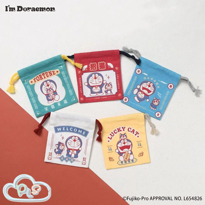 現貨 日本製 抽繩索袋（盲款）多啦A夢 招財小猫 Come Come #72020