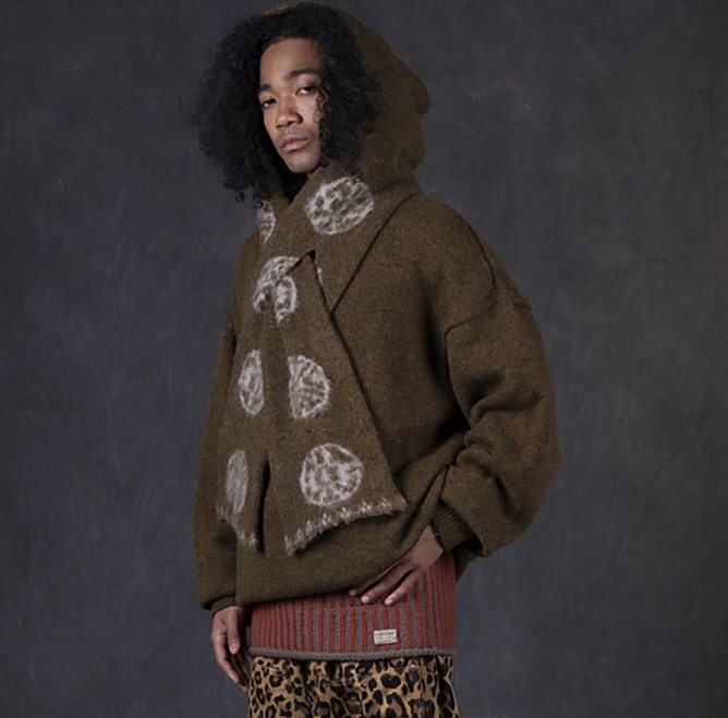 KAPITAL 5G SMALL PATTERN KNIT KESA HOODED SWEATER - PRE ORDER ITEM (預訂中)