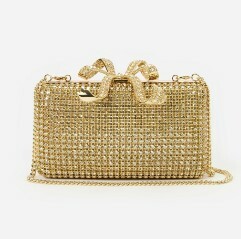 1SP0102-026 SELF PORTRAIT Gold Crystal Baguette Bag #RS25304ABGD-GOLD (B-NB-E)