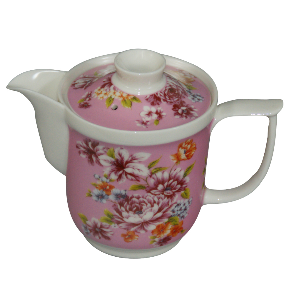 陶瓷 高側壺  易泡壺 牡丹花