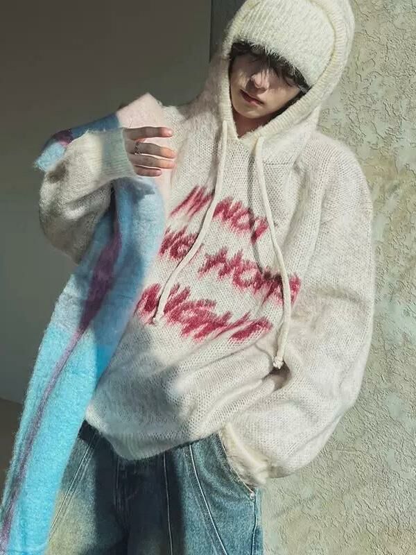 英文字連帽針織衫 T5642