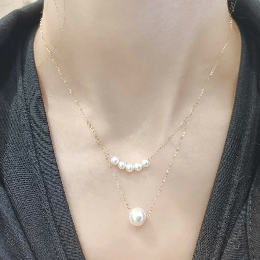 【me.luxe】K18珍珠伴月項鍊8+4mm