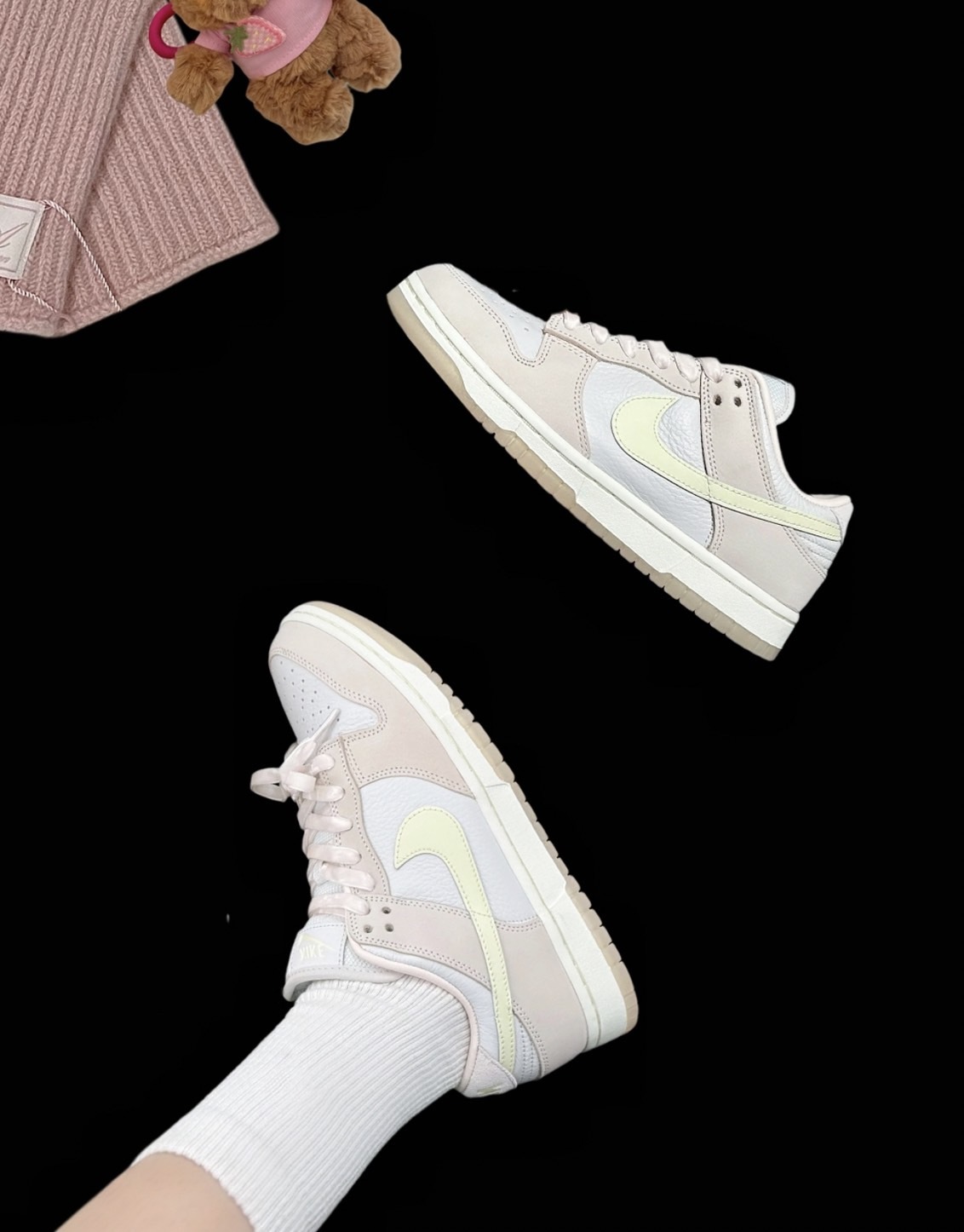 NIKE W DUNK LOW PRM 淺粉 草莓奶昔 牛奶糖 蝴蝶結