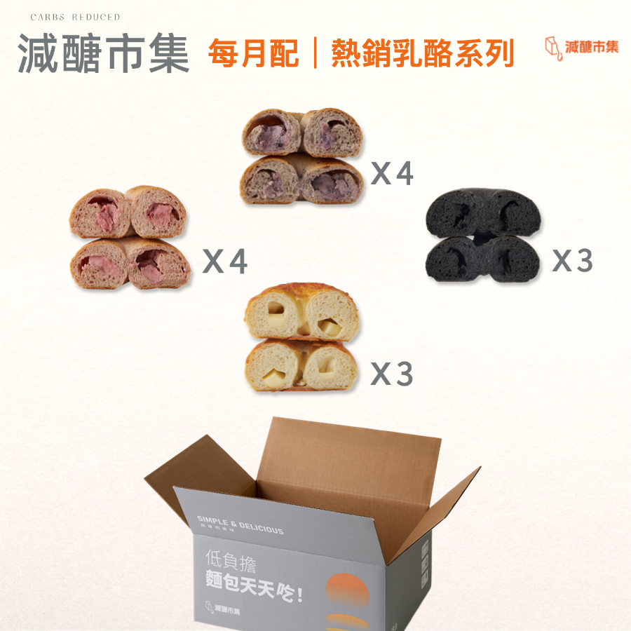 【免運費】共三期｜熱銷乳酪系列｜每月配｜減醣貝果定期購｜最低$799（14顆）