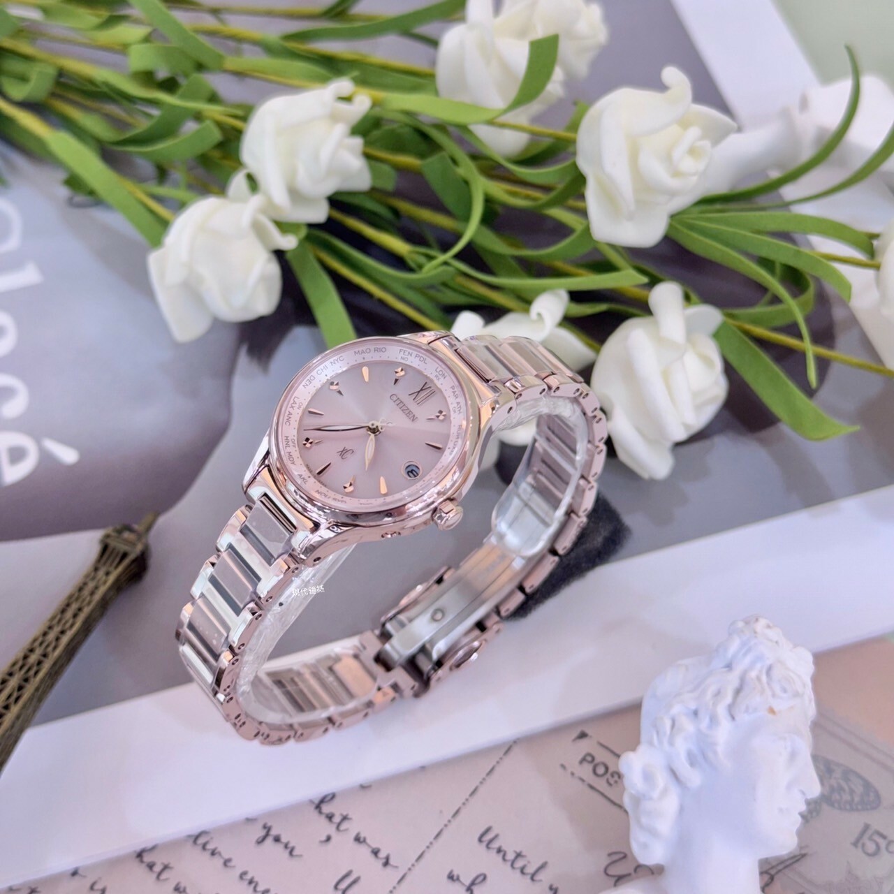 CITIZEN 星辰】XC系列Sakura pink 櫻花粉電波EC1193-55X 28mm 現代鐘錶