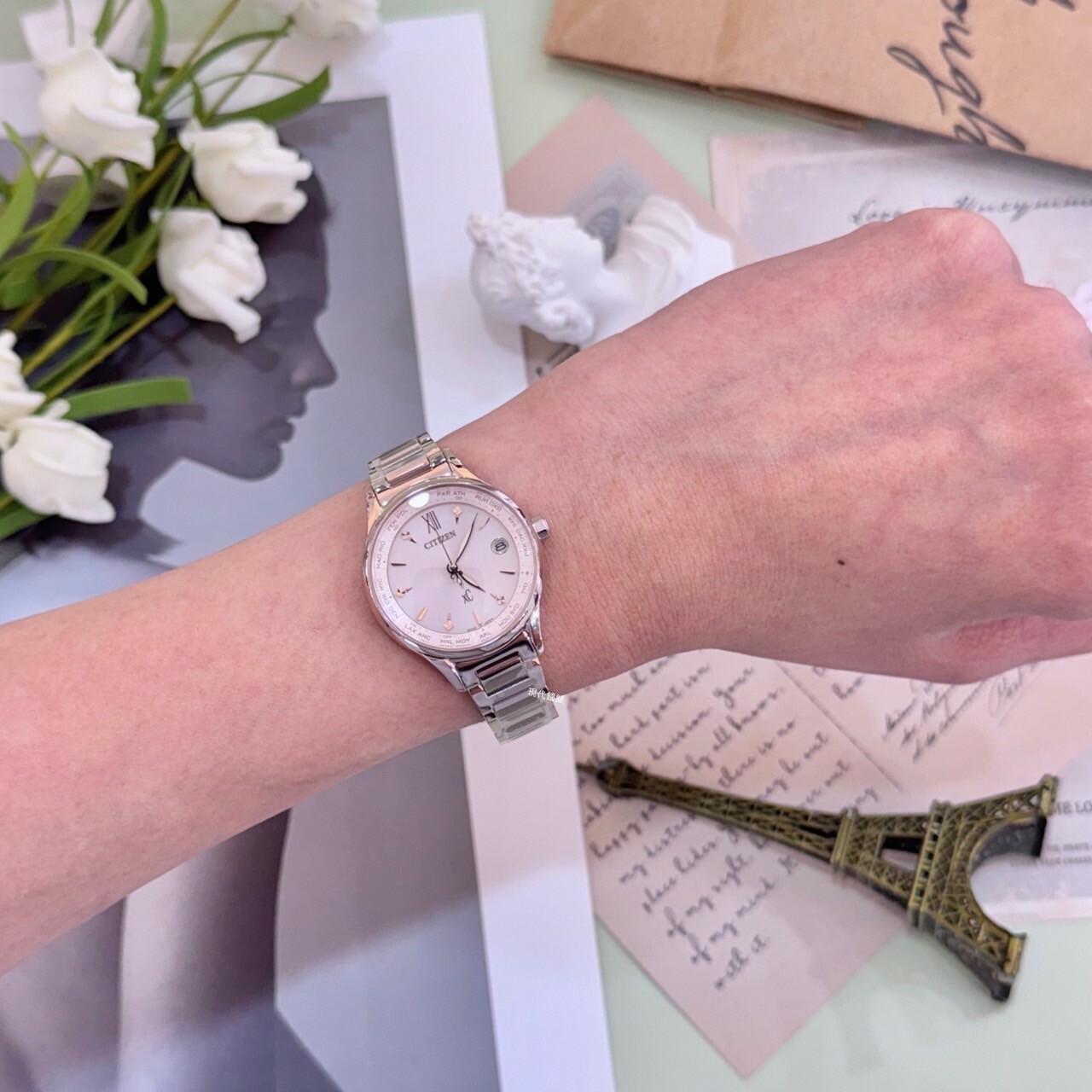 CITIZEN 星辰】XC系列Sakura pink 櫻花粉電波EC1193-55X 28mm 現代鐘錶