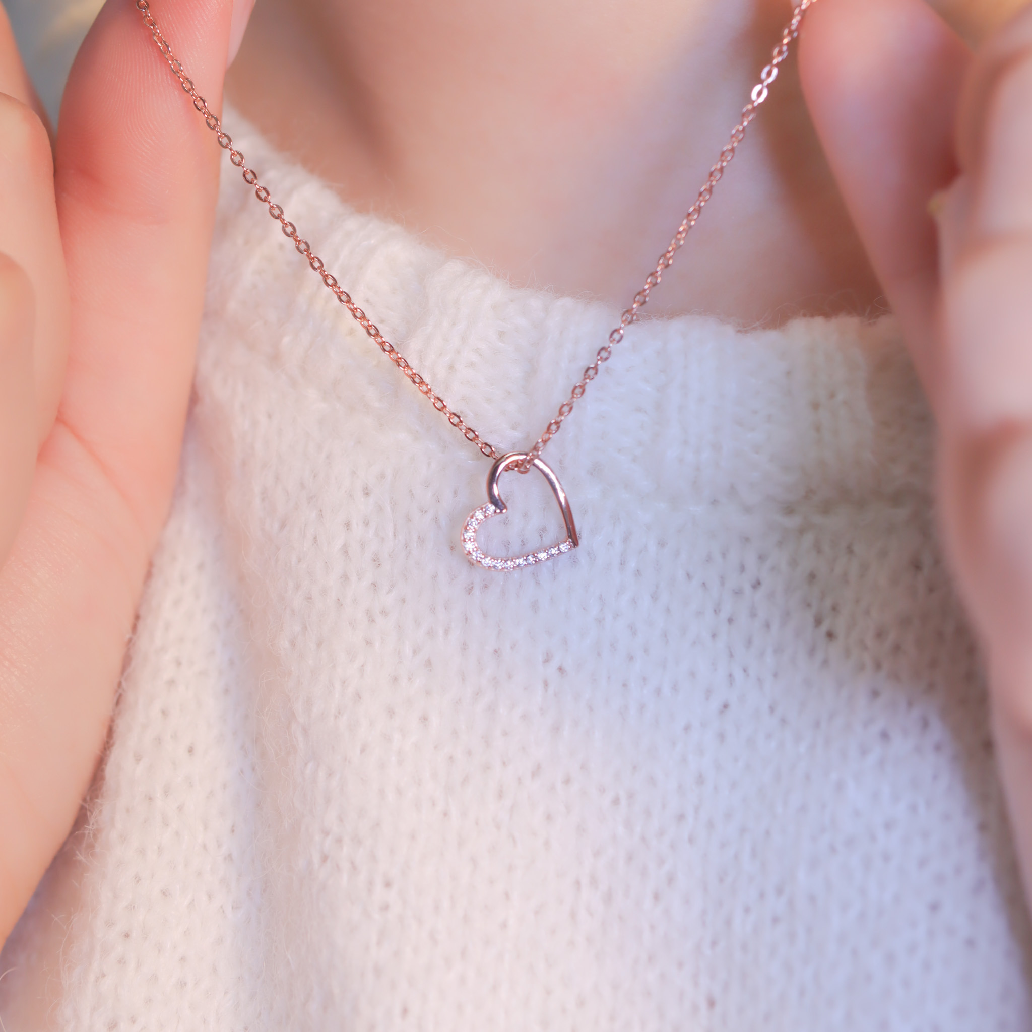 | 925純銀・白金・玫瑰金 |心底愛意項鍊  (銀/玫瑰金) | NE1294 |