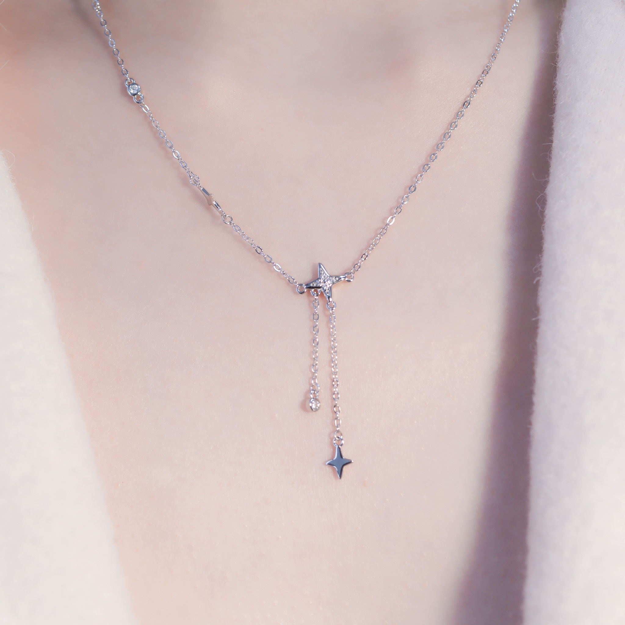 | 925純銀・白金・玫瑰金 | 傾星故事項鍊  (銀/玫瑰金) | NE1288 |