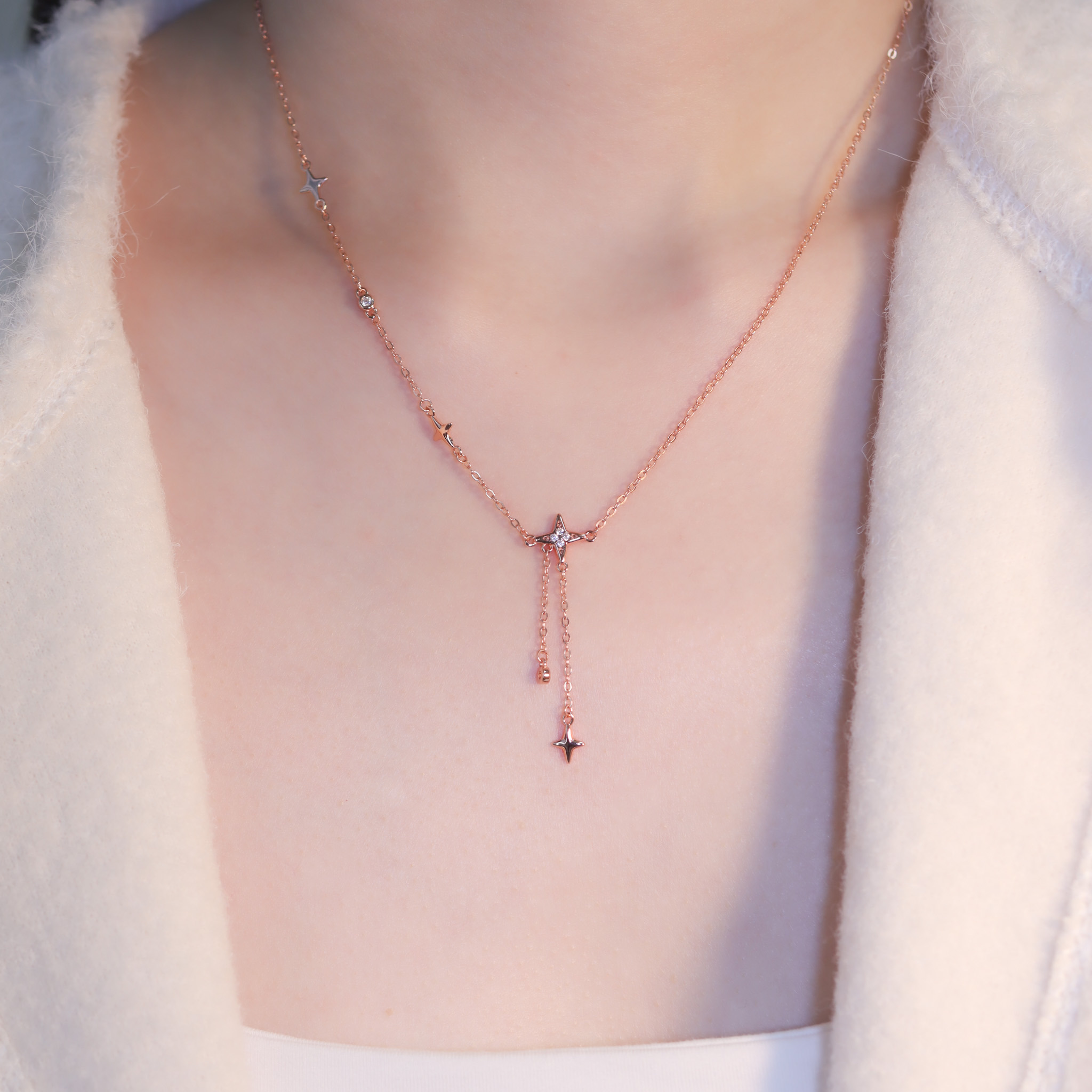 | 925純銀・白金・玫瑰金 | 傾星故事項鍊  (銀/玫瑰金) | NE1288 |