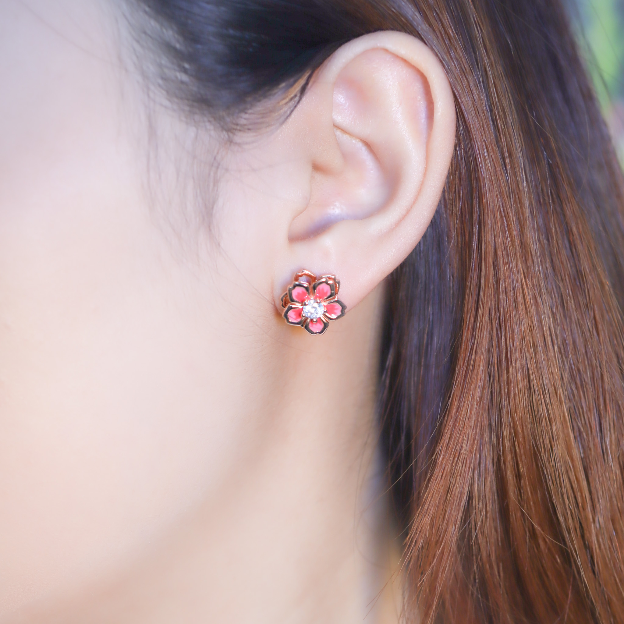 | 925純銀・玫瑰金 | 櫻意不止耳環(可旋轉) | EA0864 |