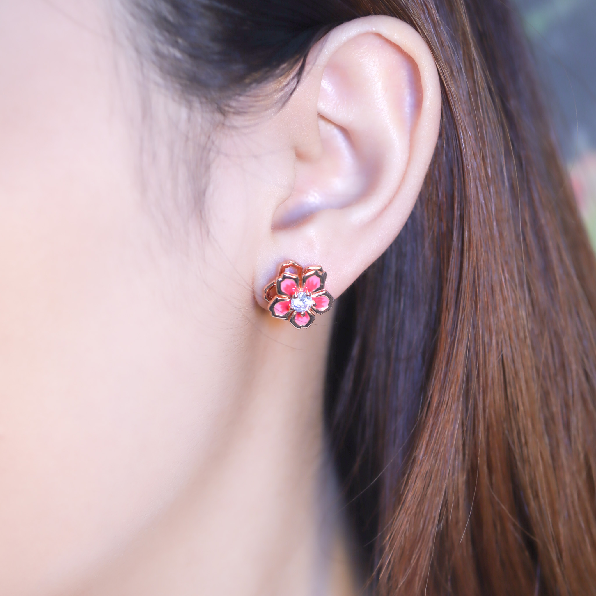 | 925純銀・玫瑰金 | 櫻意不止耳環(可旋轉) | EA0864 |