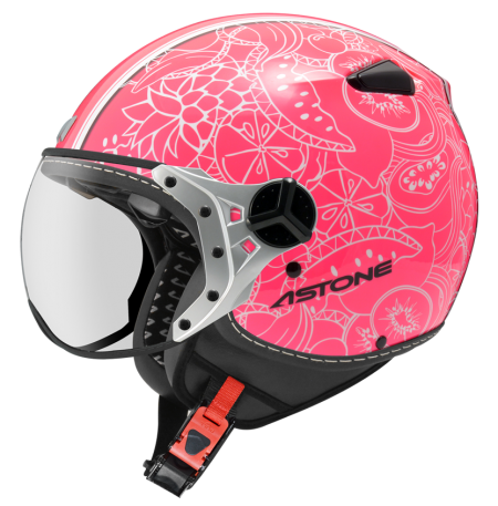 ASTONE KSS 螢光桃粉紅 DD90白 彩繪 內墨片 3/4帽款 飛行員帽款