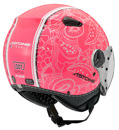 ASTONE KSS 螢光桃粉紅 DD90白 彩繪 內墨片 3/4帽款 飛行員帽款