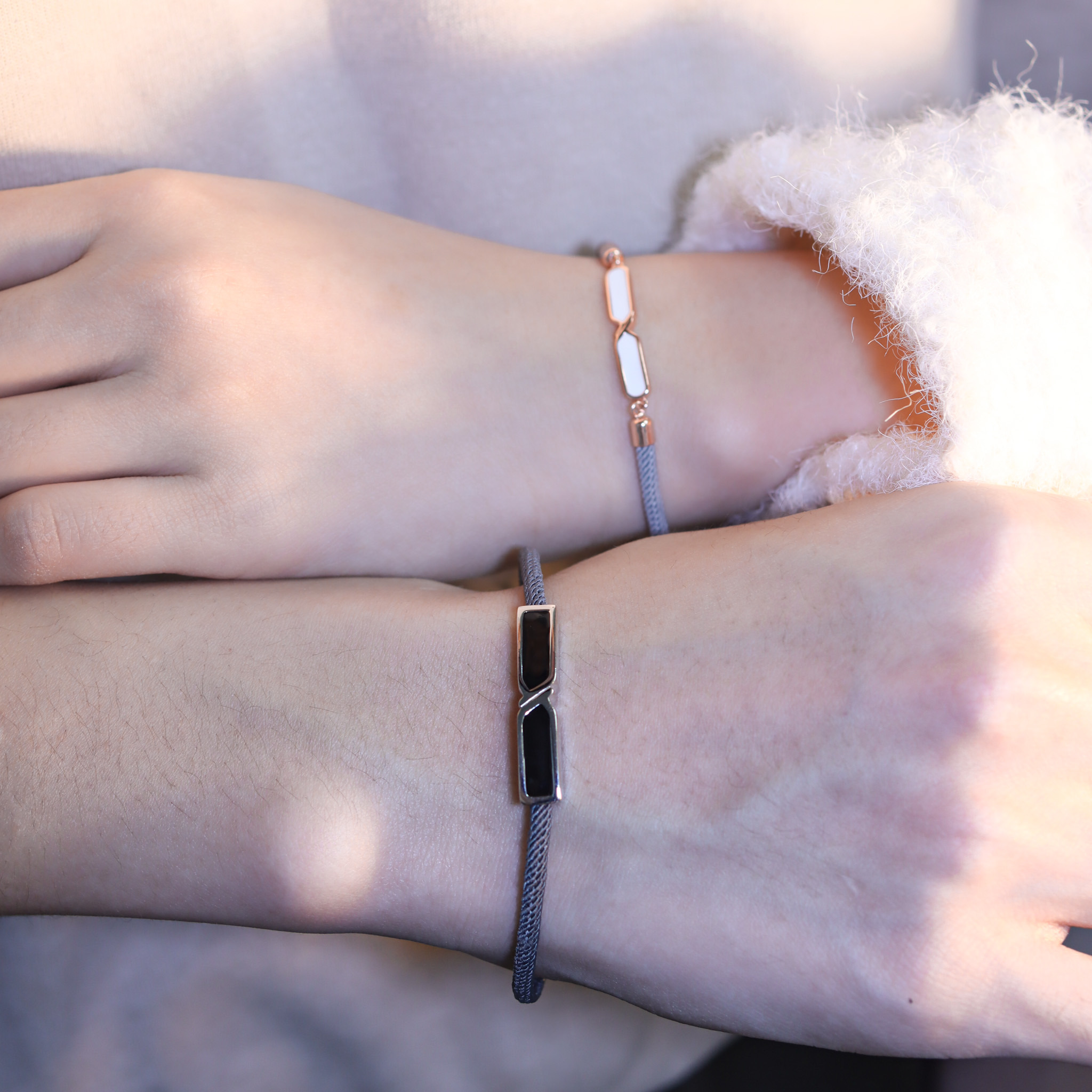 | 925純銀・厚鍍白金・厚鍍玫瑰金 | 身後總是你情侶手繩(男款/女款) | BR1224 |