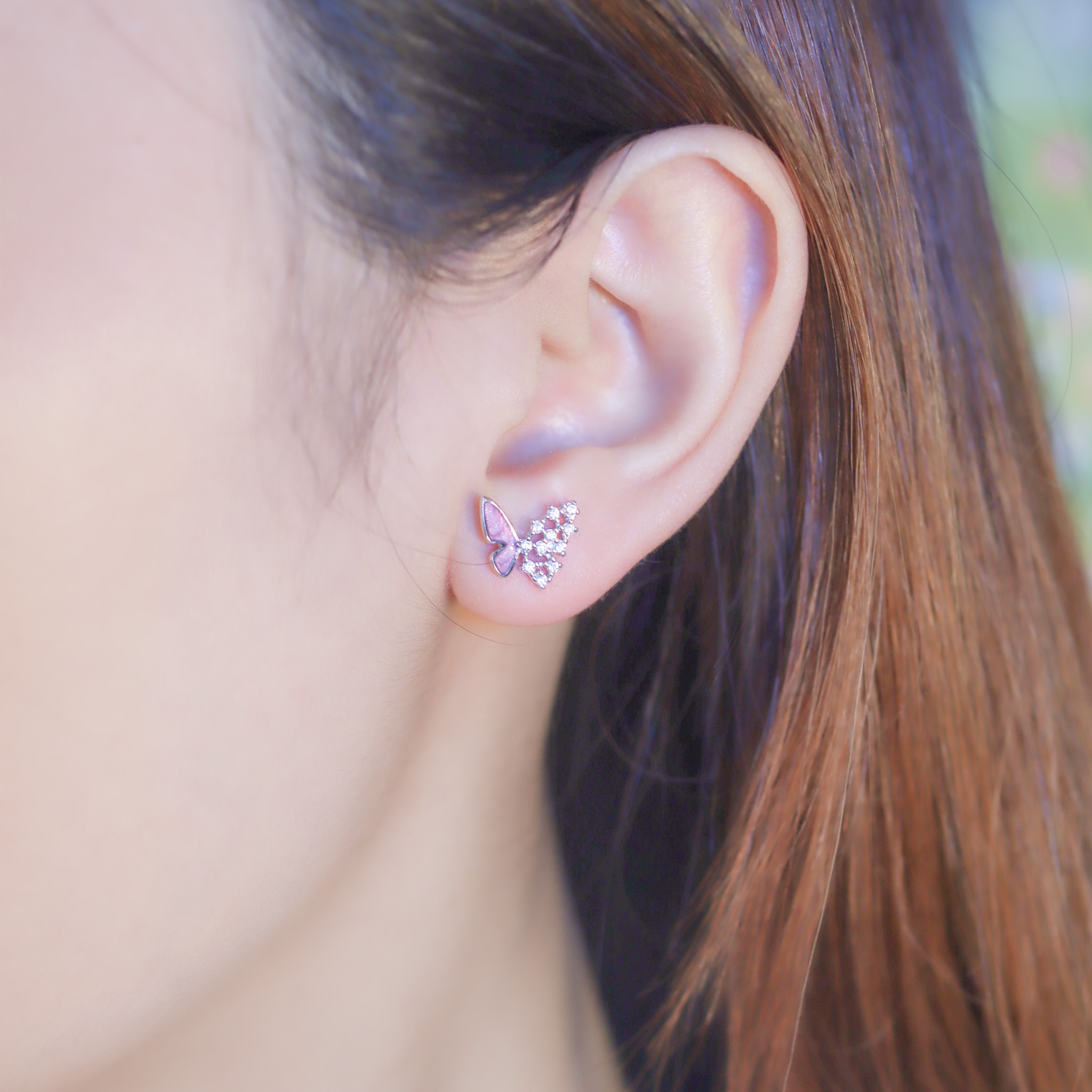 | 925銀・白金 | 漫紫翩蝶耳環 | EA0907 |