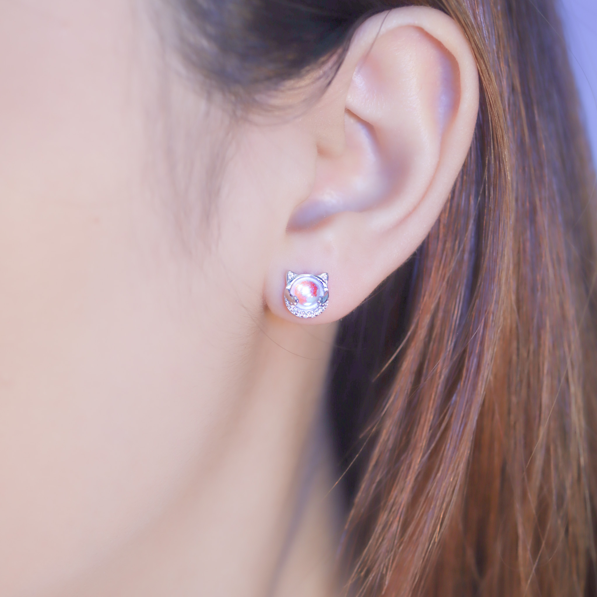 | 925銀・白金・琉璃 | 喵趣宇宙耳環 | EA0906 |