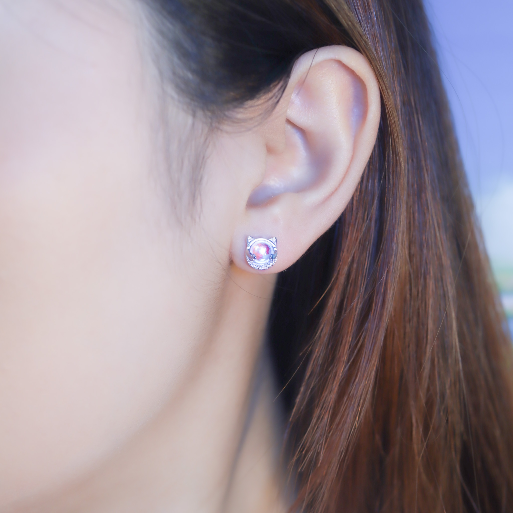 | 925銀・白金・琉璃 | 喵趣宇宙耳環 | EA0906 |