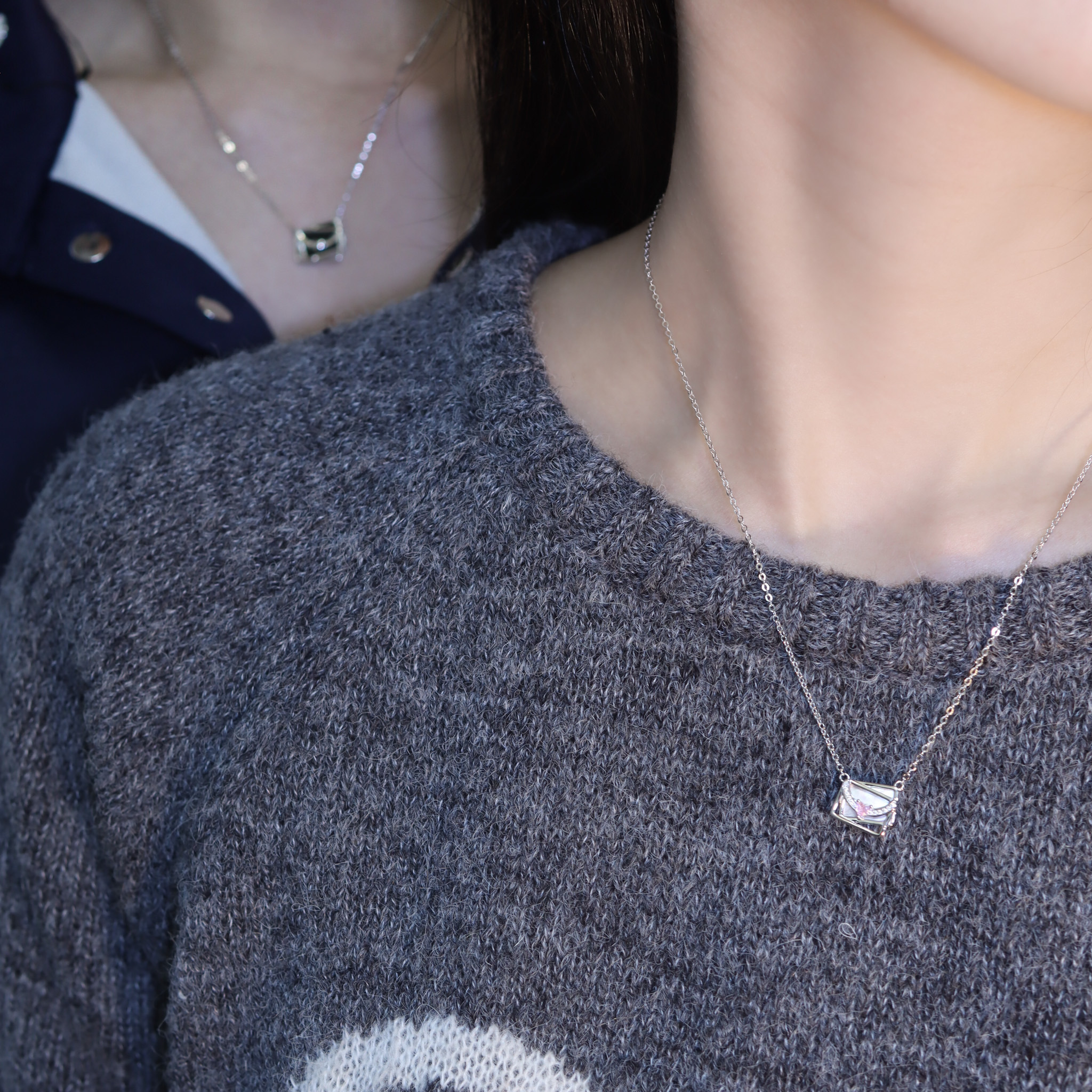 | 925純銀・厚鍍白金 | 給彼此的情書情侶項鍊 (男款/女款) | NE1300 |