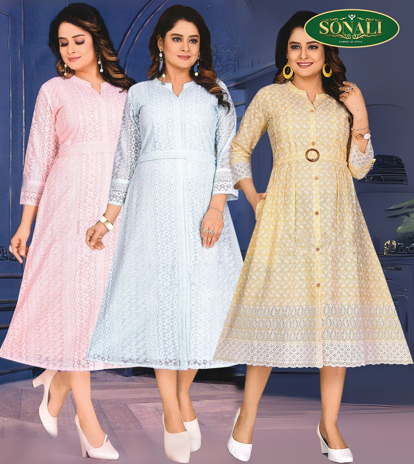 Sonali Premier Quality Women's Embroidered A-Line Dress