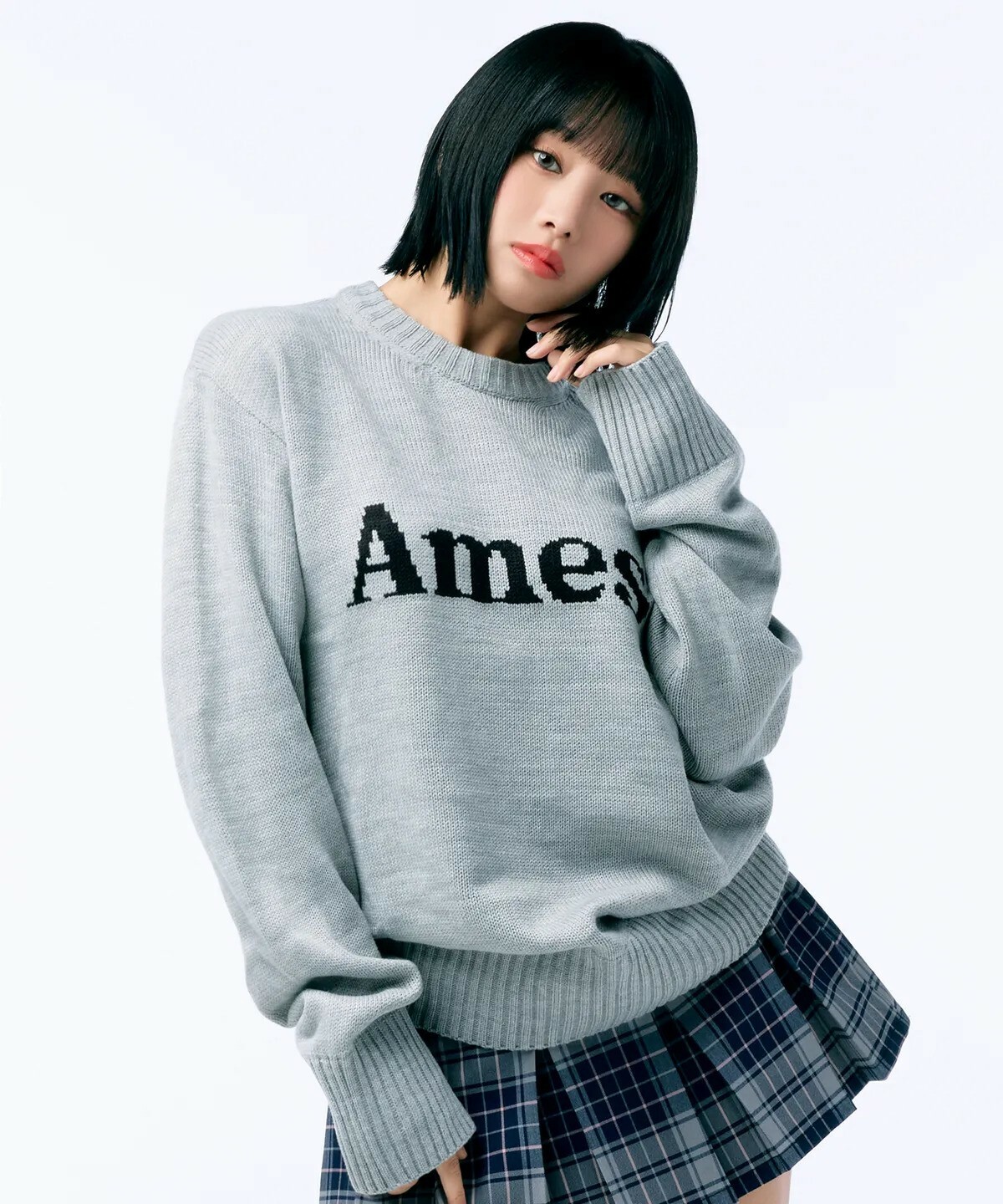 [UNISEX] AMES - BASIC PULLOVER KNIT (GREY)
