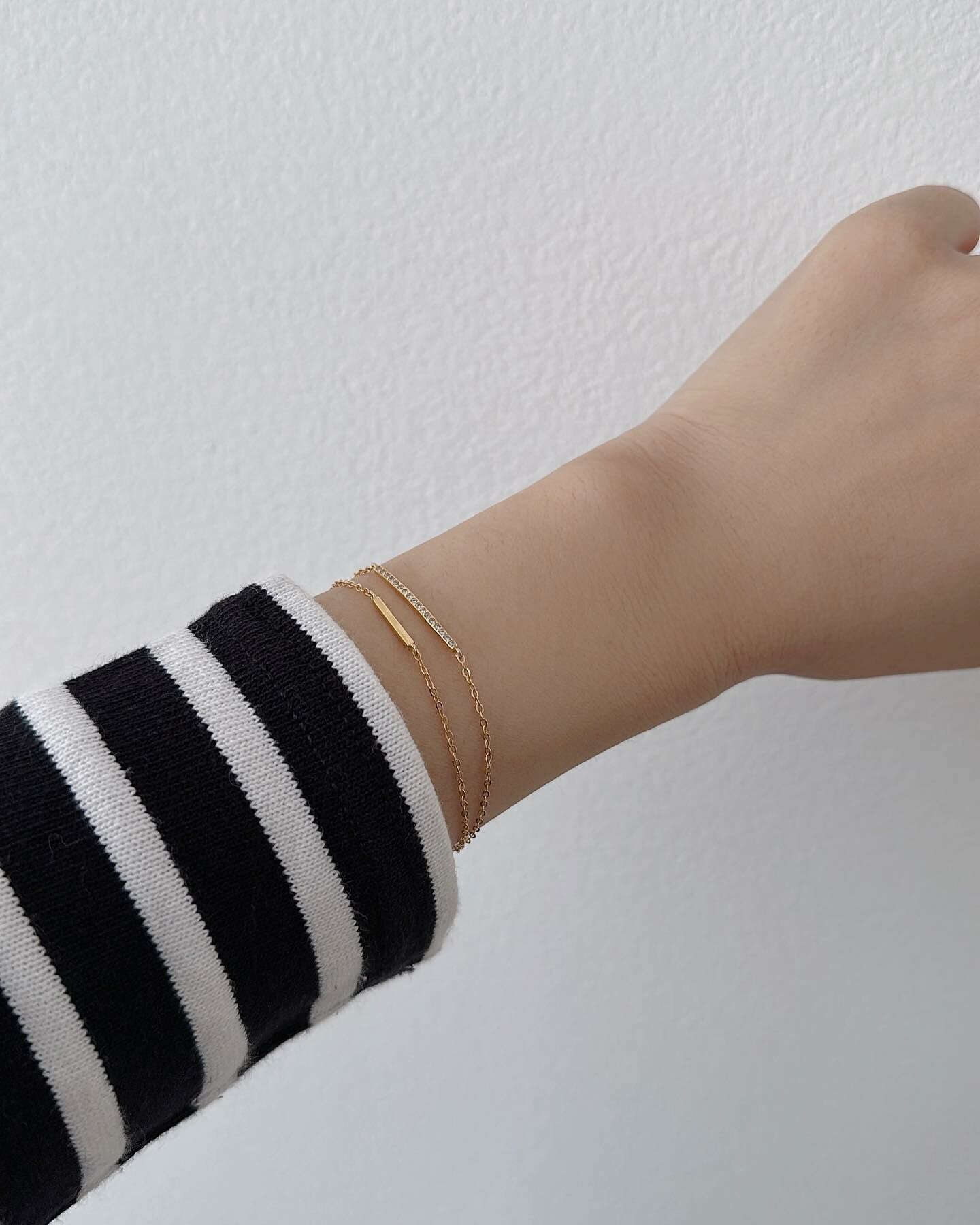 S925 elegant bar double chain bracelet