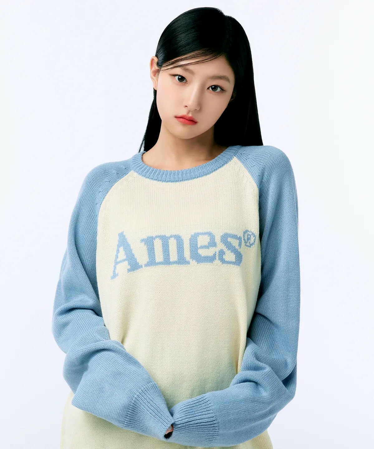 [UNISEX] AMES - BASIC RAGLAN PULLOVER KNIT (LIGHT BLUE)
